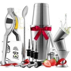 16 Piece Cocktail Shaker Bartender Kit Bar Tools Set with Jigger Pourers